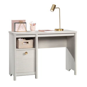 English Elm Desk, Modern White Finish With Spacious Top And Hidden Storage For Home Office And Gaming Use B356P402784