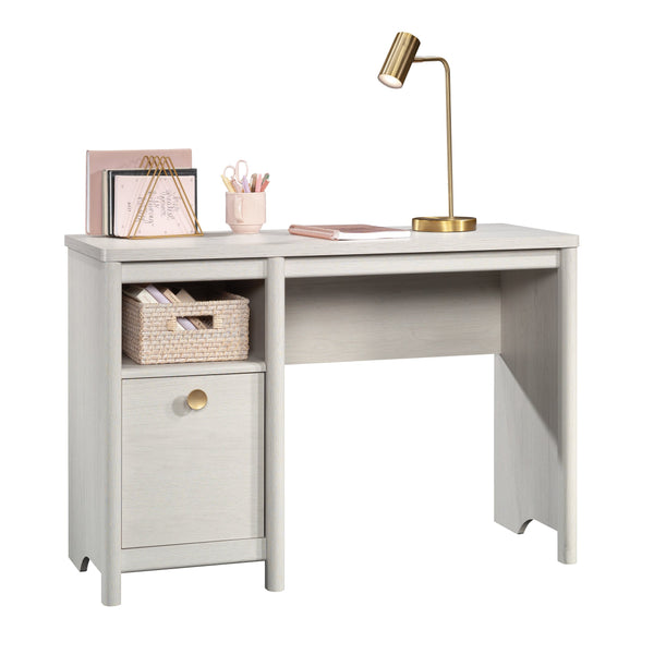 English Elm Desk, Modern White Finish With Spacious Top And Hidden Storage For Home Office And Gaming Use B356P402784