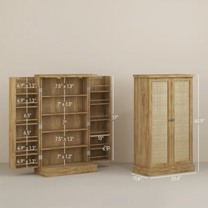 English Elm HOMCOM 41" Kitchen Pantry Cabinet with 5-Tier Shelves, 12 Door Racks, Anti-Tip Straps, Sleek Design Natural Wood W2225P217122