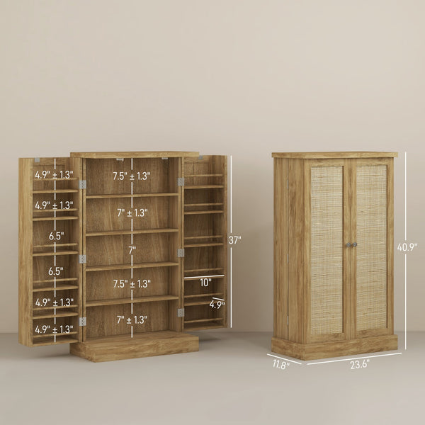 English Elm HOMCOM 41" Kitchen Pantry Cabinet with 5-Tier Shelves, 12 Door Racks, Anti-Tip Straps, Sleek Design Natural Wood W2225P217122