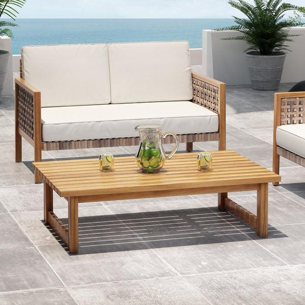 English Elm Christopher Knight Home® - NOVA Teak Coffee Table – Acacia Wood Slat Top with Sleek Sled Base, Durable Outdoor-Ready Design 68368.00