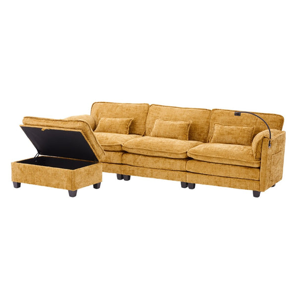 English Elm United 112" Oversized Modular Sectional Sofa For Living Room - Comfy Chenille Couch With Storage & Usb W1568S00187-GIGA