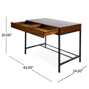 English Elm Christopher Knight Home® - STORAGE Acacia Wood Desk with Metal Legs, Industrial Oak Finish, Large Center Drawer, 44"W Durable 61359.00
