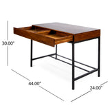 Christopher Knight Home® - Noble House - Ebany Industrial Dark Oak Acacia Wood Storage Desk with Rustic Metal Iron Accents