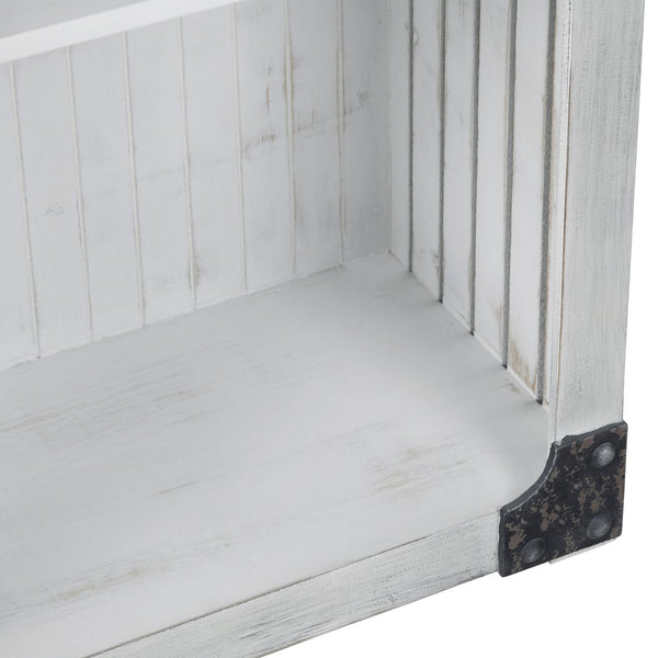 Crestview Collection Coastal Bookcases: Stylish Distressed Etagere With Rustic Charm For Your Living Room Display Needs White Solid Wood Cvfzr6207