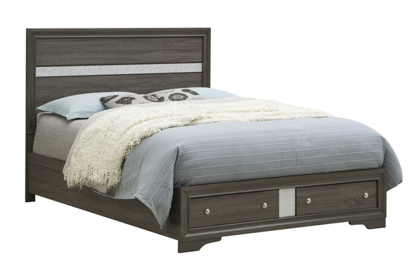 English Elm Madrid Full Bed With Integrated Storage Drawers, Gray Laminate Finish For Modern Bedroom Style B078S00625