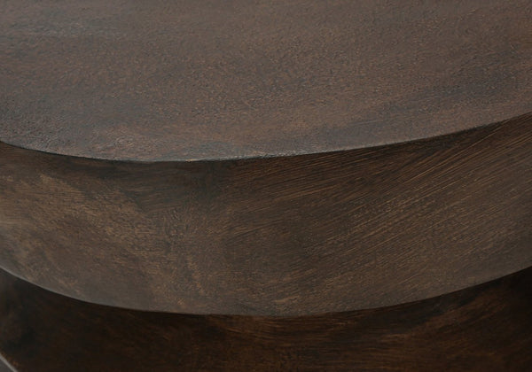 English Elm Accent Table Round Matte Finish Weather Resistant Magnesium Oxide Indoor Outdoor Side Walnut B2710P461678