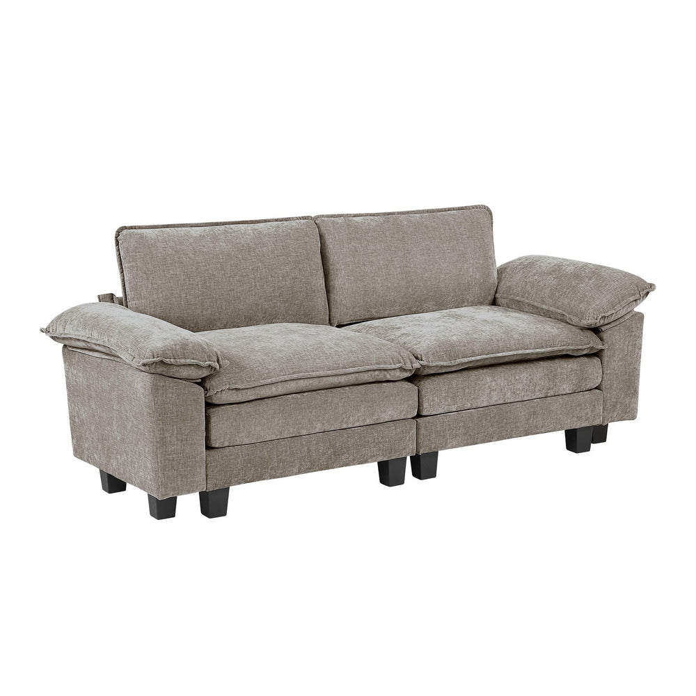English Elm Modern Plush Chenille Loveseat with Pocket Coil Support, Reversible Cushions & Removable Zippers for Easy Care and Lasting Comfort Brown Gray,Pewter 34.5 L x 29 W x 8.5 H B011S01813