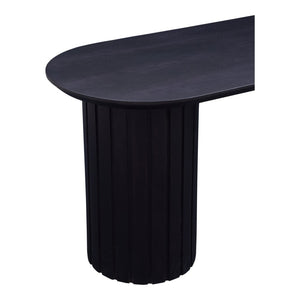 English Elm Povera Sculptural Solid Acacia Wood Dining Bench with Organic Rippled Pillar Base B2769P498412