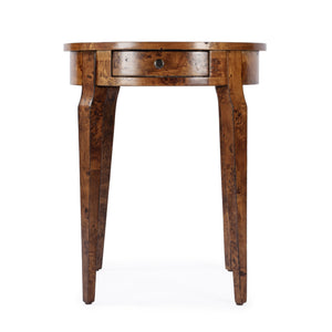 Butler Specialty Archer Round Burl Wood Side Table With Elegant Inlay Design And Antique Brass Knob For Living Spaces Light Brown Poplar Wood,Mappa Burl Veneer,Fiberboard 341442-butler