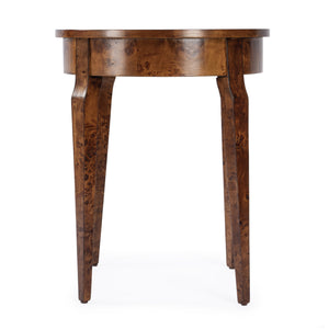 Butler Specialty Archer Round Burl Wood Side Table With Elegant Inlay Design And Antique Brass Knob For Living Spaces Light Brown Poplar Wood,Mappa Burl Veneer,Fiberboard 341442-butler