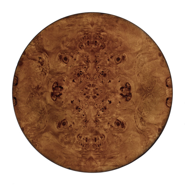 Butler Specialty Archer Round Burl Wood Side Table With Elegant Inlay Design And Antique Brass Knob For Living Spaces Light Brown Poplar Wood,Mappa Burl Veneer,Fiberboard 341442-butler