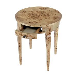 Butler Specialty Archer Round Burl Wood Side Table With Elegant Inlay Design And Antique Brass Knob For Living Spaces Medium Brown Poplar Wood,Mappa Burl Veneer,Fiberboard 341443-butler