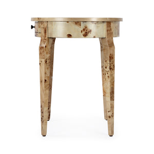 Butler Specialty Archer Round Burl Wood Side Table With Elegant Inlay Design And Antique Brass Knob For Living Spaces Medium Brown Poplar Wood,Mappa Burl Veneer,Fiberboard 341443-butler