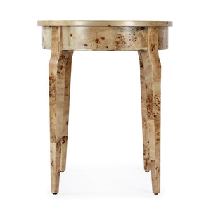 Butler Specialty Archer Round Burl Wood Side Table With Elegant Inlay Design And Antique Brass Knob For Living Spaces Medium Brown Poplar Wood,Mappa Burl Veneer,Fiberboard 341443-butler