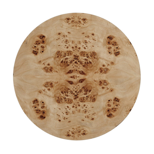 Butler Specialty Archer Round Burl Wood Side Table With Elegant Inlay Design And Antique Brass Knob For Living Spaces Medium Brown Poplar Wood,Mappa Burl Veneer,Fiberboard 341443-butler
