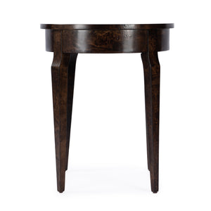Butler Specialty Archer Round Burl Wood Side Table With Elegant Inlay Design And Antique Brass Knob For Living Spaces Dark Brown Rubberwood Solids,Birch Veneers,Mdf 341446-butler