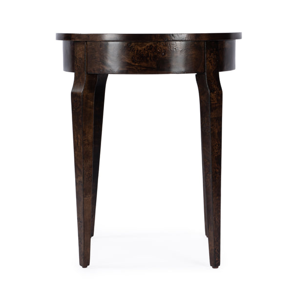 Butler Specialty Archer Round Burl Wood Side Table With Elegant Inlay Design And Antique Brass Knob For Living Spaces Dark Brown Rubberwood Solids,Birch Veneers,Mdf 341446-butler