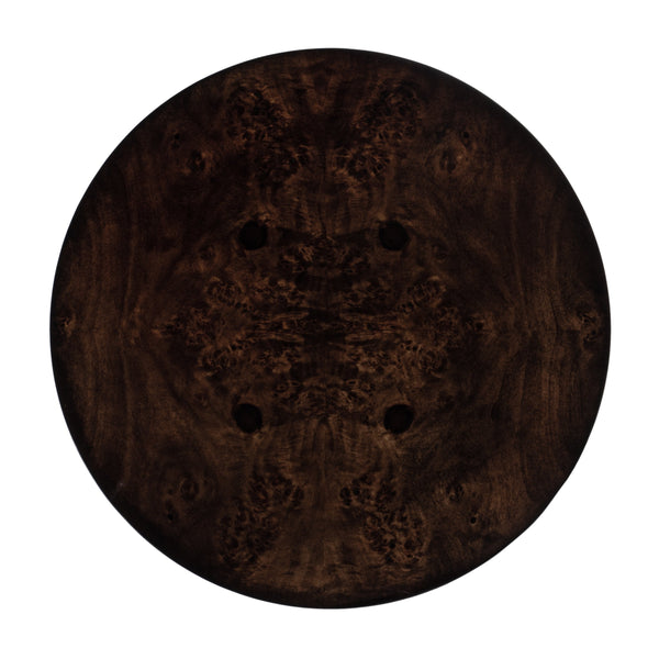 Butler Specialty Archer Round Burl Wood Side Table With Elegant Inlay Design And Antique Brass Knob For Living Spaces Dark Brown Rubberwood Solids,Birch Veneers,Mdf 341446-butler