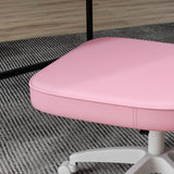 Vinsetto Cute Armless Office Chair, Small PU Leather Vanity Task Chair, Adjustable Height, Swivel Wheels, Mid Back, Pink