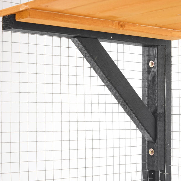 English Elm Outdoor Pine Wood Catio Enclosure with Platforms Condos and Walk-in Access for Cats N719P283198B