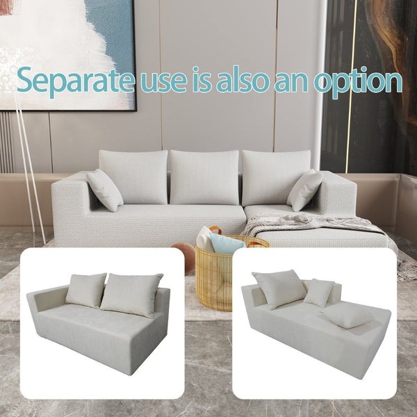 English Elm Combination Modular Linen Sectional Sofa with Memory Sponge Fill for Living Room Use W3064S00004