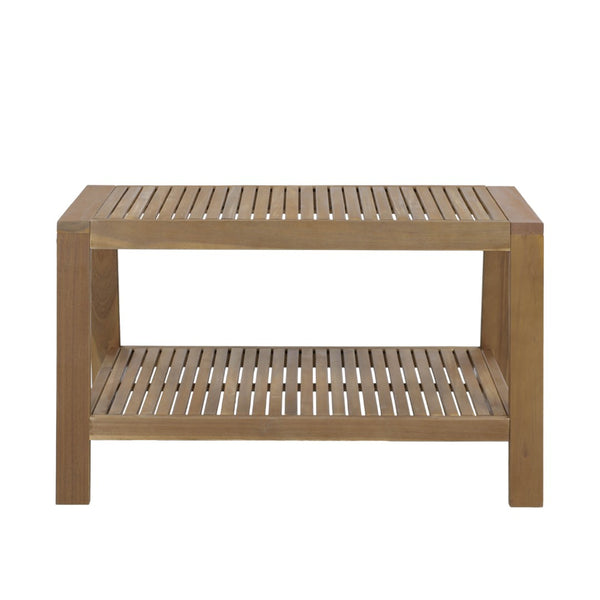 English Elm 2-piece Outdoor Acacia Wood Loveseat Set with Water-resistant Cushions for Patio Decks 57976.00SETFGRY_57976.00SETCUSH-BLUSKIN