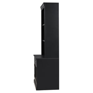 English Elm 83.4"Tall Modern Bookcase With Glass Doors & Drawer - Stylish Storage For Living Room & Office Decor N751S323419B