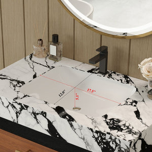 English Elm Modern Freestanding Vanity with Sintered Stone Top Ceramic Sink and Gold Steel Legs W3136S00054
