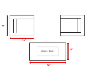 English Elm LSI 2-Person Rattan Wicker Seating Set with Concrete Fire Pit, Plush Cushions, All-Weather Durability B120S00062