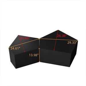 English Elm Irregular Geometric Nesting Coffee Table Set with Durable MDF Finish, Space-Saving Modern Accent Tables Set Black W757P206011