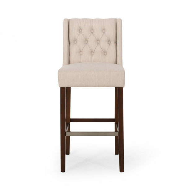 English Elm 30.5 Inch Tufted Pu Upholstered Bar Stool with Metal Footrest for Kitchen Island N780P366612B