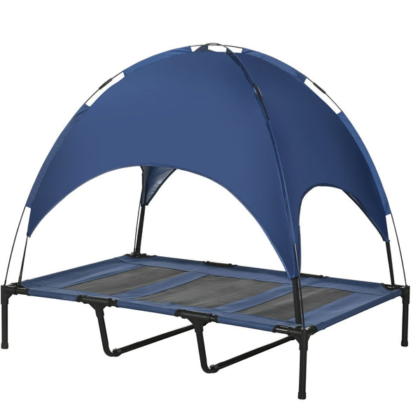 English Elm Modern Elevated Canopy Pet Cot Foldable Steel Frame Outdoor Mesh Bed for Large Dogs T3971P433671