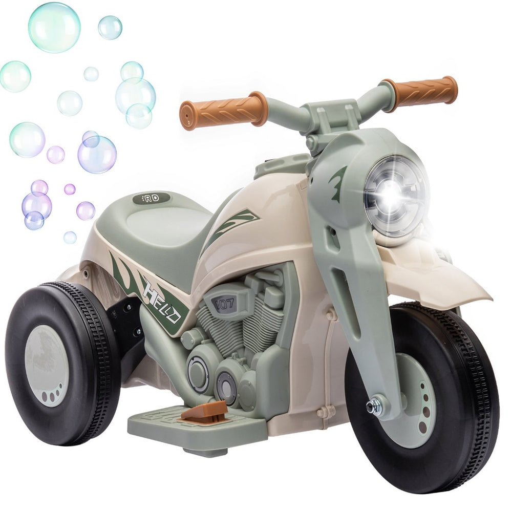 English Elm Qaba 6v Toddler Electric Motorbike with Bubble Machine Led Light and Music Cream White W2225P249812