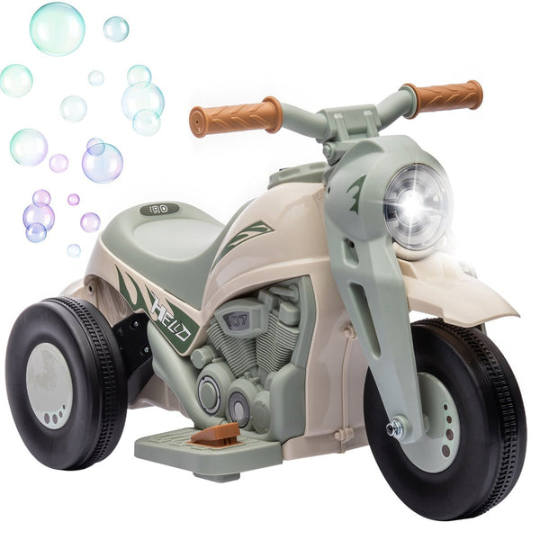 English Elm Qaba 6v Toddler Electric Motorbike with Bubble Machine Led Light and Music Cream White W2225P249812