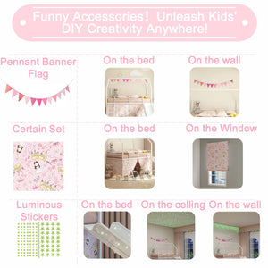 English Elm Jack Twin Loft Bed with Slide, Curtains, Guardrails & Pennant Banner — Safe, Quiet Assembly, Kids' Decor B083P361166