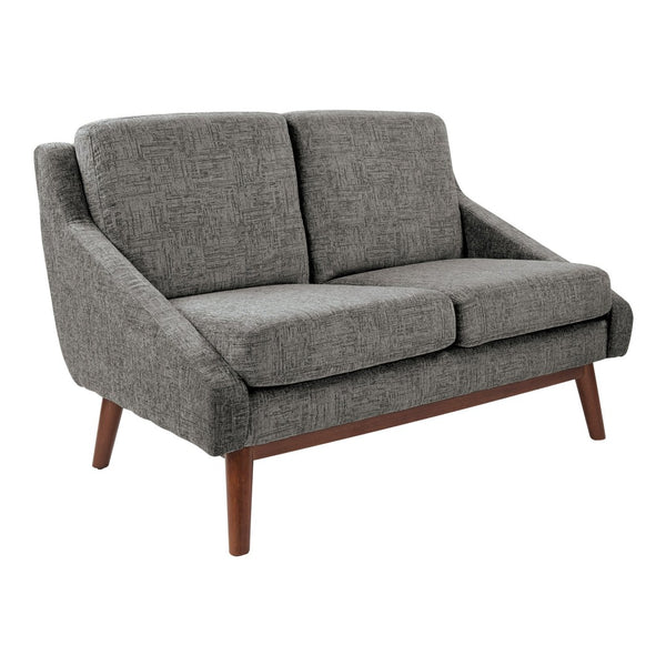 OSP Home Furnishings Mid-century Open Arm Loveseat with Solid Wood Legs and Plush Fiber Cushions Loveseat Charcoal SL4422R-MC4