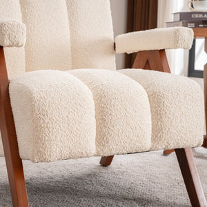 English Elm Mid-century Modern Chenille Accent Chair Cloud Silhouette Oak Frame Living Room Lounge W1170P425382