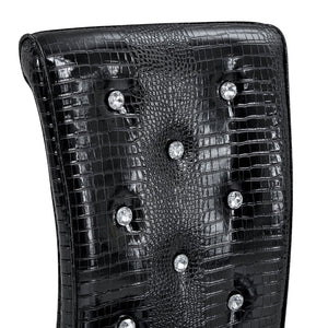 English Elm Set of 2 Glam Faux Alligator Pvc Dining Chairs with Crystal Buckle Bow Legs Black W3875P371066