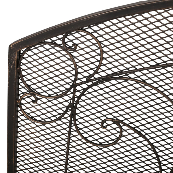 English Elm Christopher Knight Home® - FIREPLACE Black+Gold Iron Screen 40x34.25 Decorative Mesh Guard — Stylish Heat Shield & Spark Barrier 67717.00BBGLD