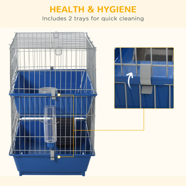 English Elm Pawhut Two Tier Small Animal Wire Habitat with Ramp Dual Trays and Feeding Accessories W2225P217530