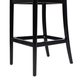 English Elm Panama 30.5" Curved Back Cane Rattan Bar Stool, Set Of 2, Ebony Black Boucle