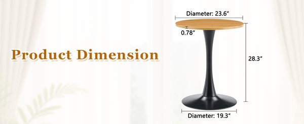 English Elm Round Faux Marble Tulip Dining Table Mid Century Pedestal Base for Compact Kitchens Wood W2920P395714