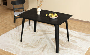 English Elm [video] Mid-century Modern Dining Table Rubberwood Splayed Legs Faux Grain Top Seats Four N759P222557B