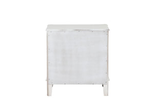 English Elm Traditional Two Drawer Nightstand White Finish Lychee Embossed Fronts Cedarwood Lined Bedroom B2741P435897
