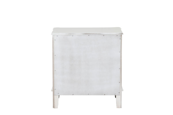 English Elm Traditional Two Drawer Nightstand White Finish Lychee Embossed Fronts Cedarwood Lined Bedroom B2741P435897