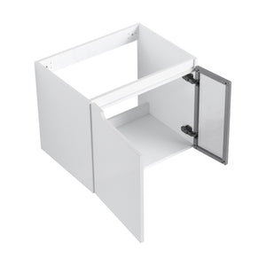 English Elm 24" Floating Bathroom Vanity Glossy White Plywood Cabinet Ceramic Sink Soft Close W999S00523