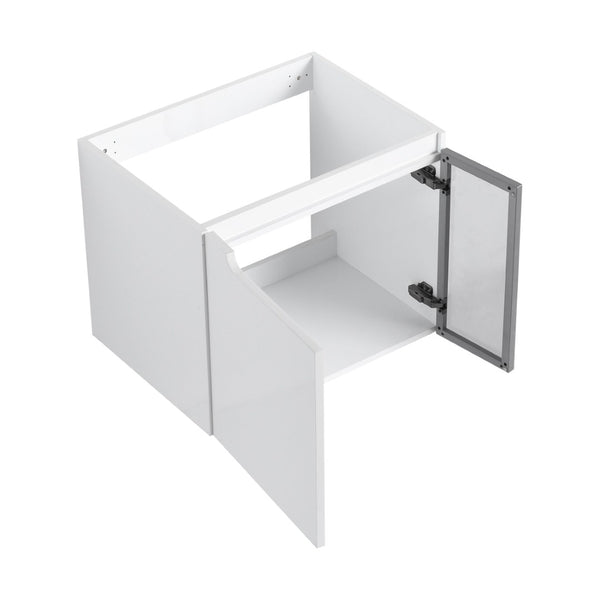 English Elm 24" Floating Bathroom Vanity Glossy White Plywood Cabinet Ceramic Sink Soft Close W999S00523