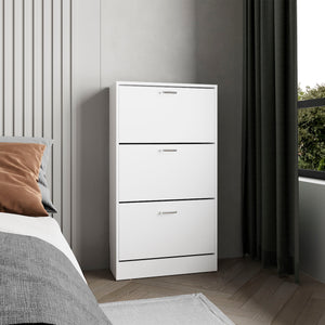 English Elm Inola Slim Pull-Down Shoe Rack Cabinet — White MDF Vertical Storage for 18 Pairs, Modern Entryway Organizer B070P337146