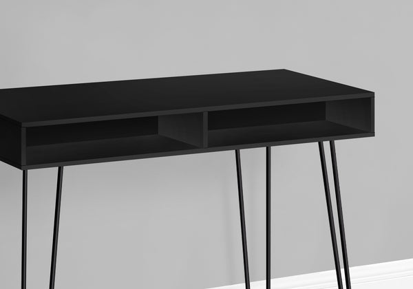English Elm Computer 40" Modern Home Office Desk with Hairpin Legs, Dual Cubby Storage, Stable Metal Base Black 44 L x 22 W x 5 H B2710P219941